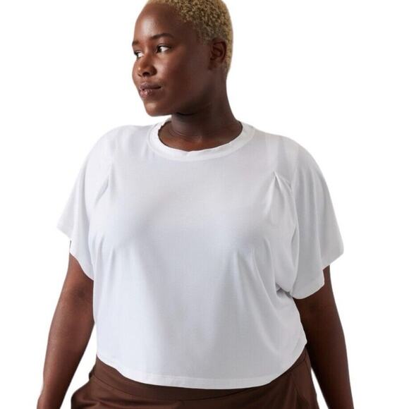 Athleta LOT OF 2 Elemental Cropped & With Ease Rib Tee 3X White‎ and Gray - Picture 8 of 16